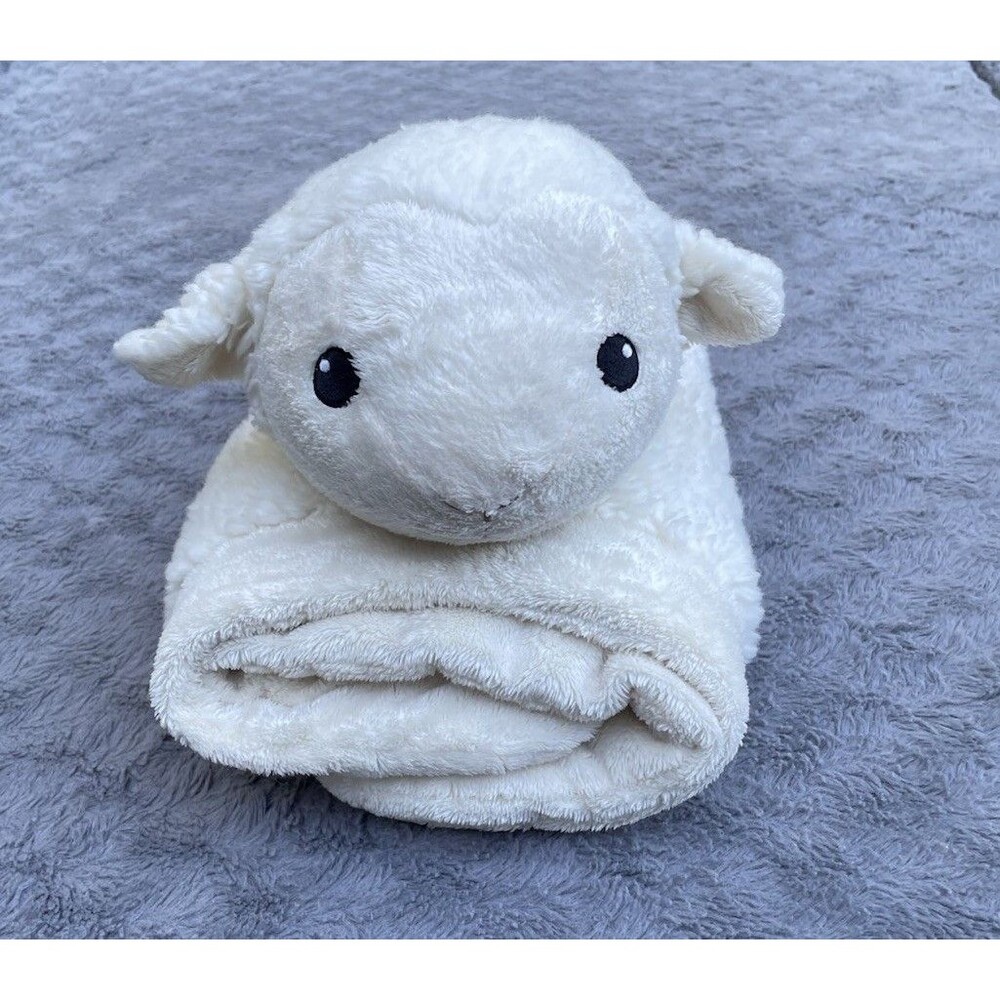 HTF RARE Red Envelope Sheep Lamb Lovey Security Blanket Meave Embr. 26x22 Cream